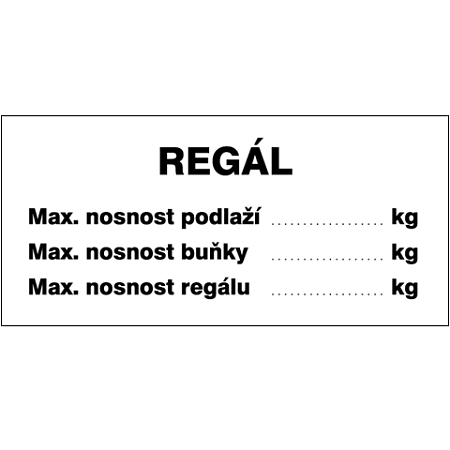 Značka Regál, samolepicí fólie, 100 × 210 mm